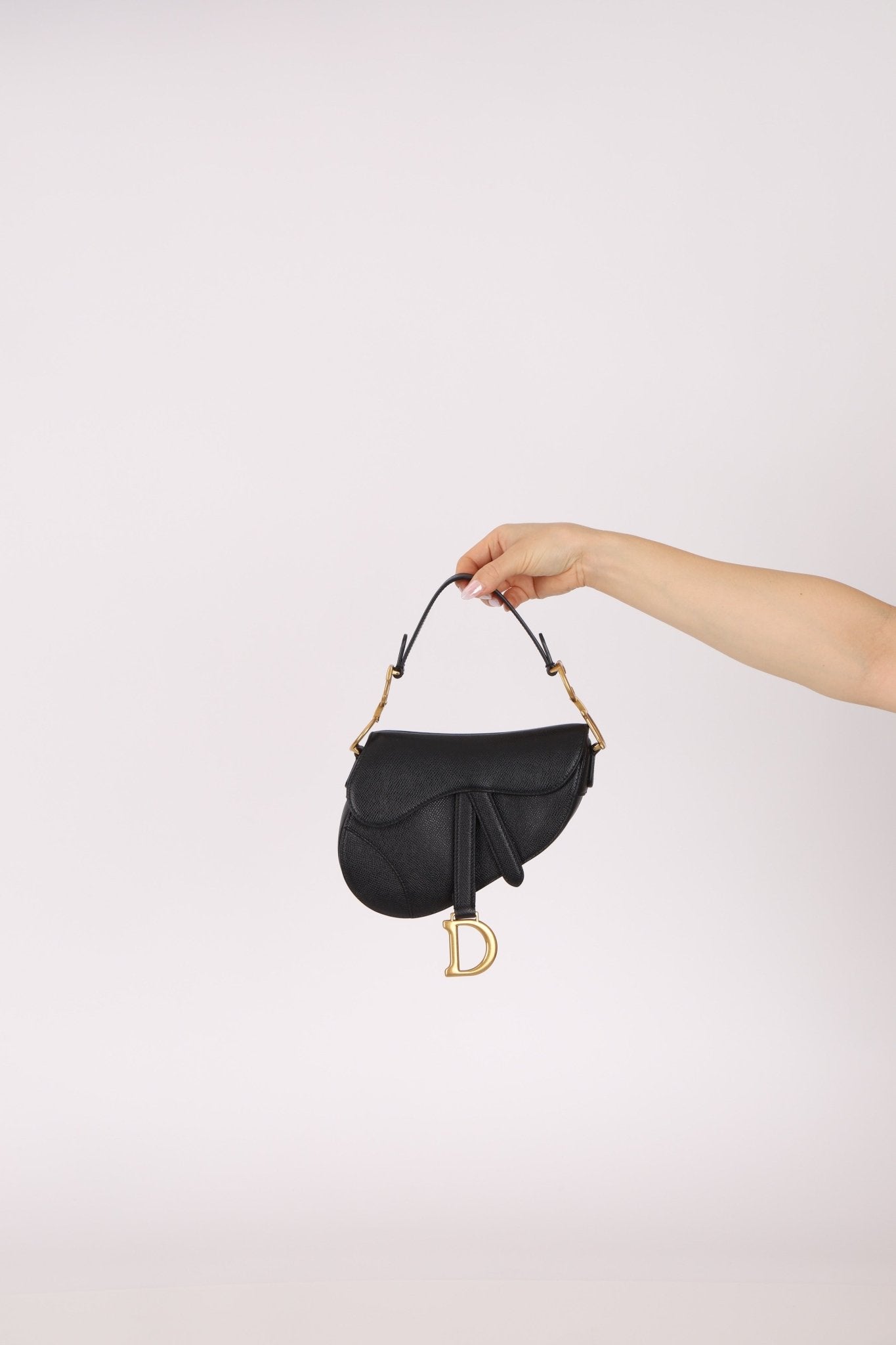 Dior 2021 Grained Calfskin Mini Saddle Bag w/ Guitar Strap - FashioNica