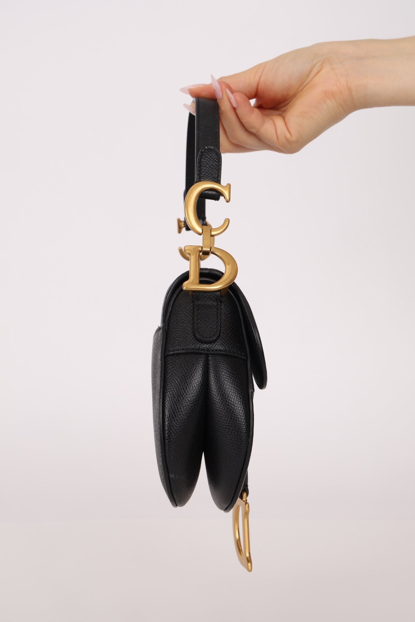 Dior 2021 Grained Calfskin Mini Saddle Bag w/ Guitar Strap - FashioNica