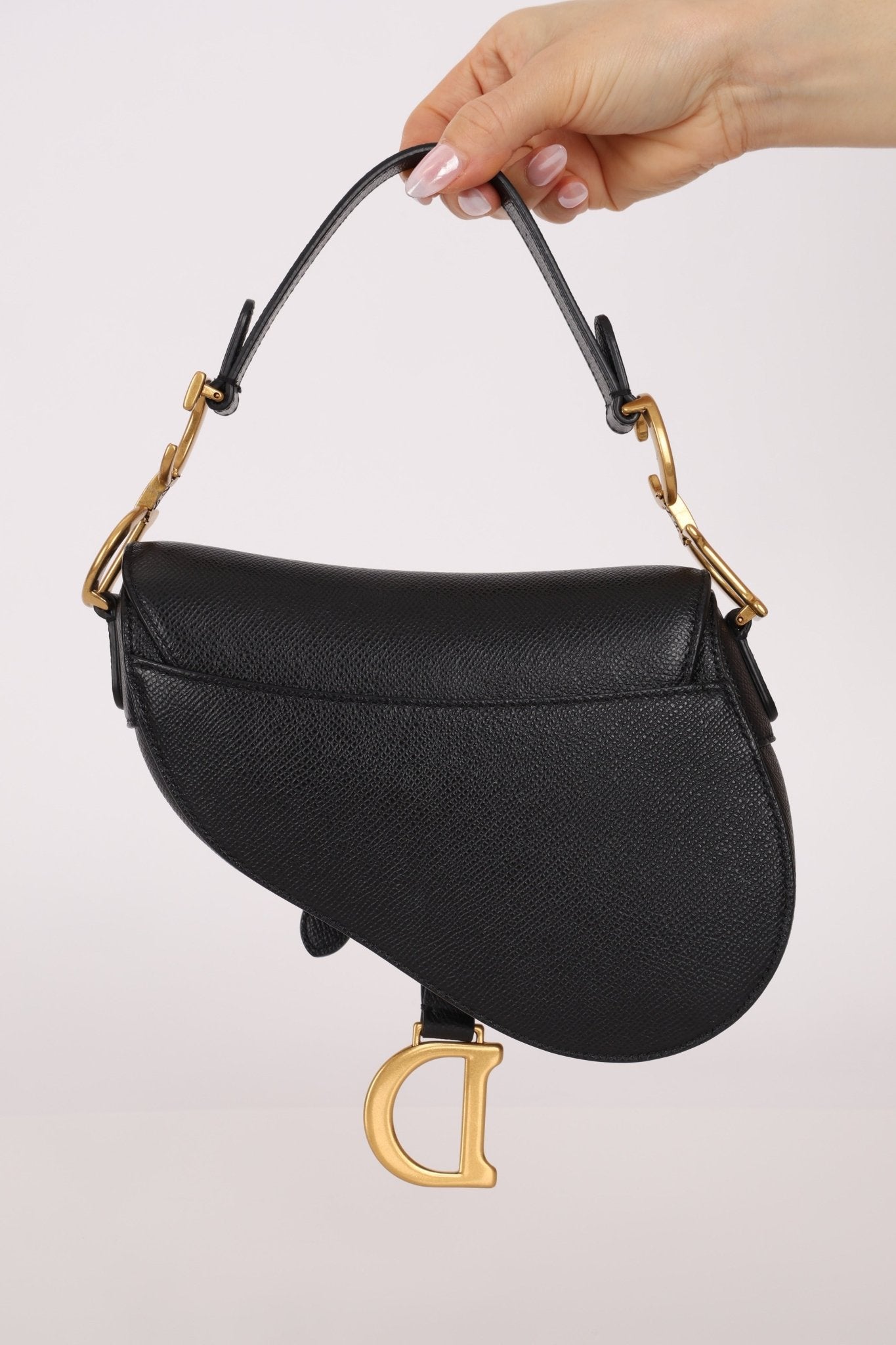 Dior 2021 Grained Calfskin Mini Saddle Bag w/ Guitar Strap - FashioNica