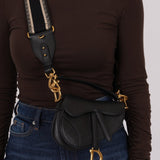 Dior 2021 Grained Calfskin Mini Saddle Bag w/ Guitar Strap - FashioNica