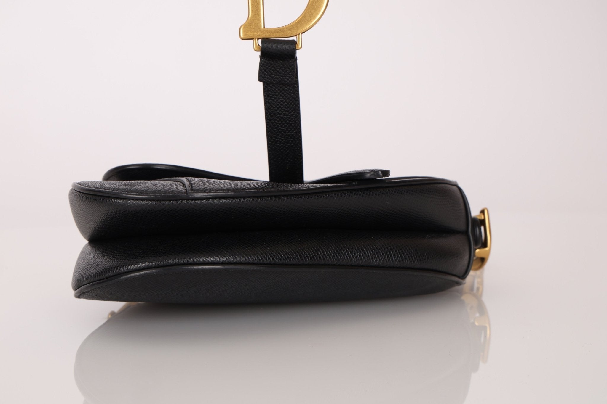 Dior 2021 Grained Calfskin Mini Saddle Bag w/ Guitar Strap - FashioNica