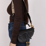 Dior 2021 Grained Calfskin Mini Saddle Bag w/ Guitar Strap - FashioNica