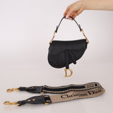 Dior 2021 Grained Calfskin Mini Saddle Bag w/ Guitar Strap - FashioNica