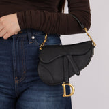 Dior 2021 Grained Calfskin Mini Saddle Bag w/ Guitar Strap - FashioNica