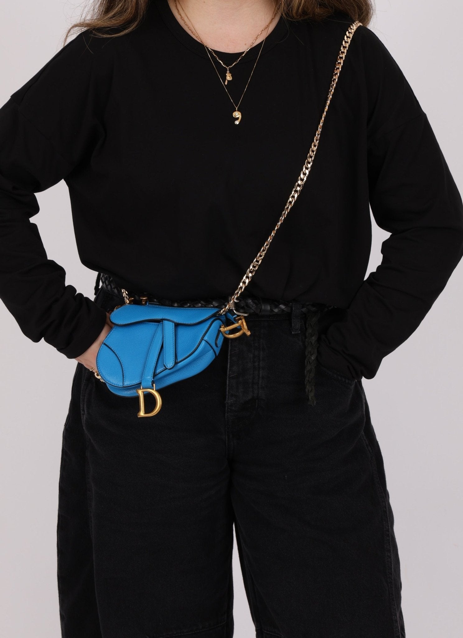 Dior 2022 Goatskin Micro Blue Saddle - FashioNica