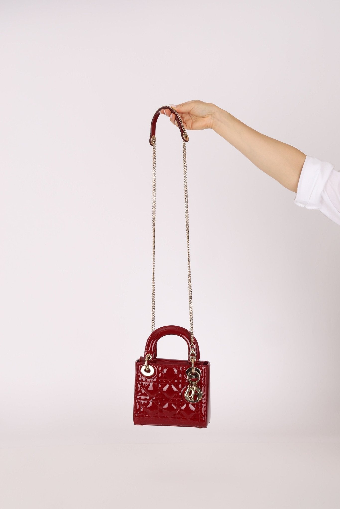 Dior 2022 Patent Cannage Chain Mini Lady - FashioNica