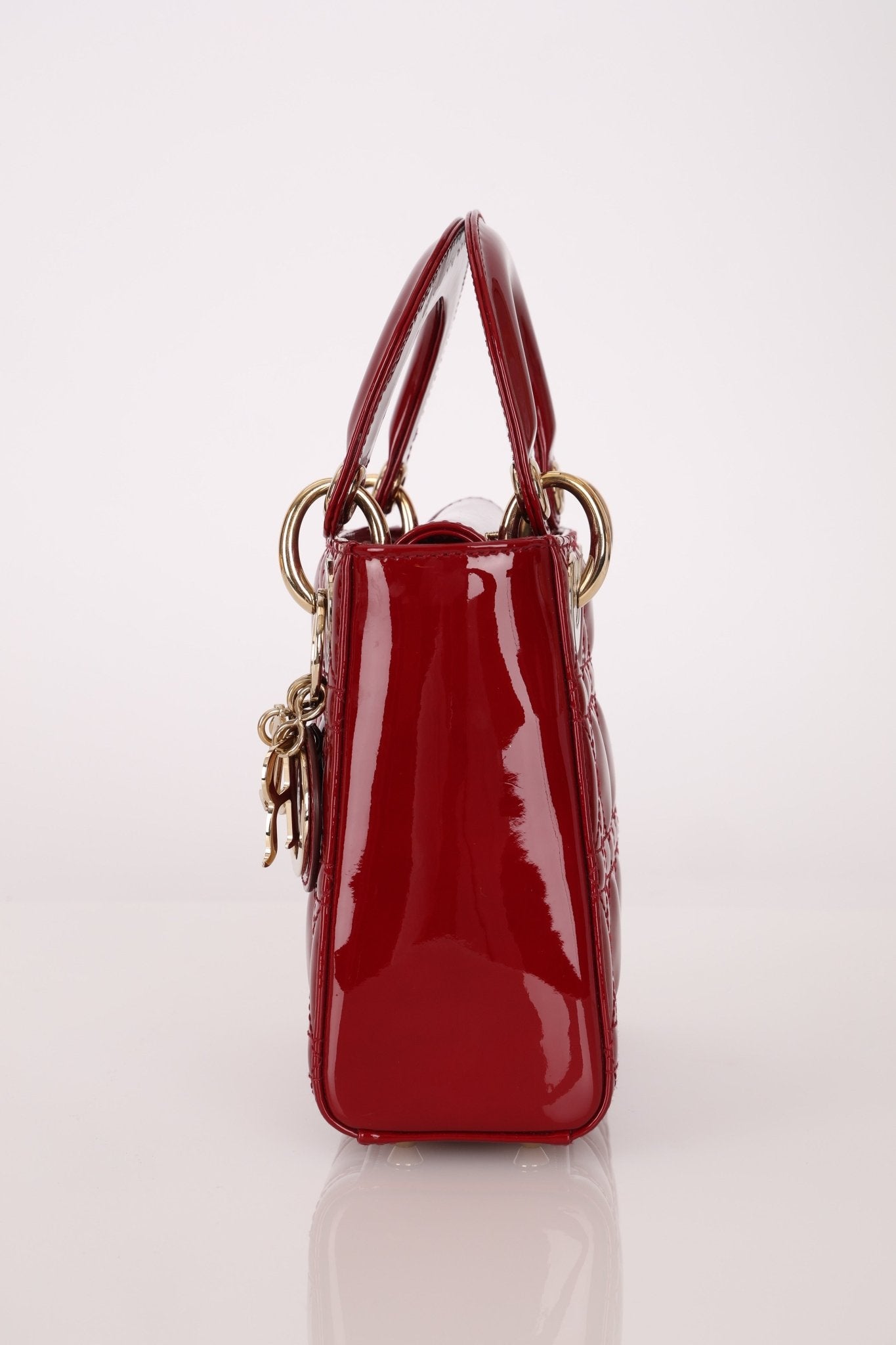 Dior 2022 Patent Cannage Chain Mini Lady - FashioNica