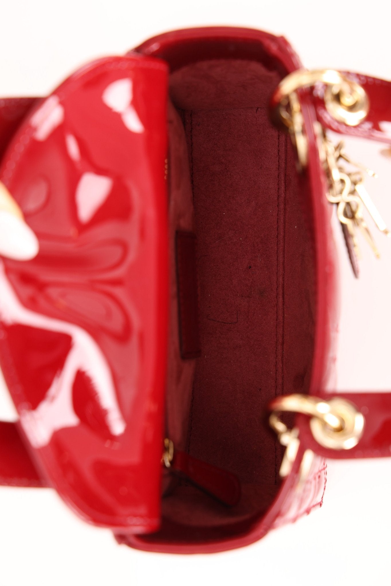 Dior 2022 Patent Cannage Chain Mini Lady - FashioNica