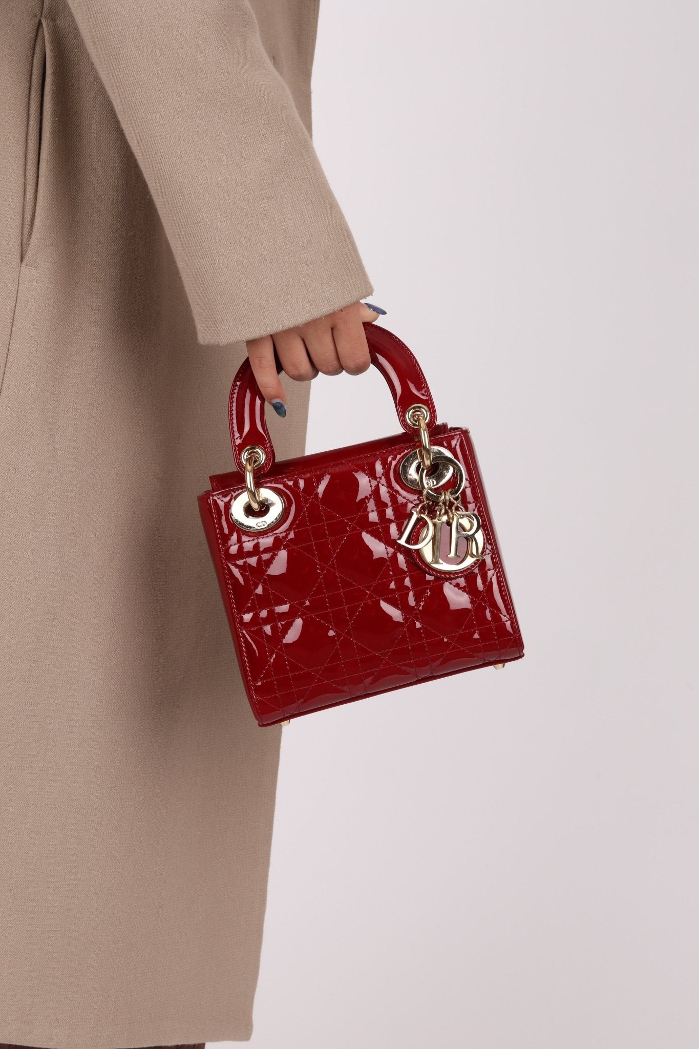 Dior 2022 Patent Cannage Chain Mini Lady - FashioNica