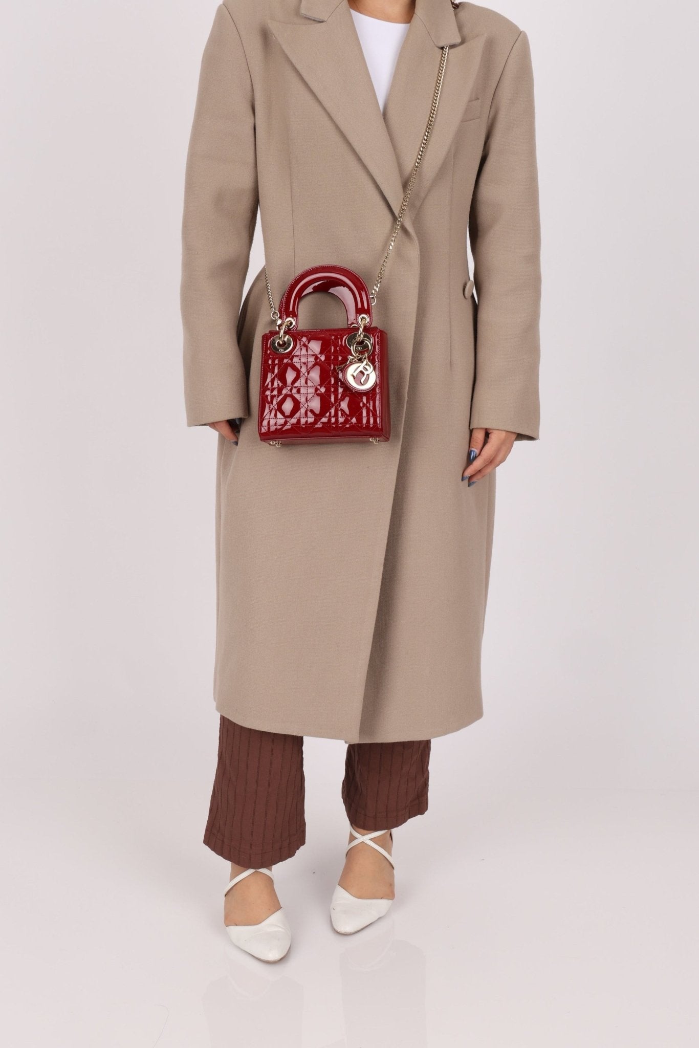 Dior 2022 Patent Cannage Chain Mini Lady - FashioNica