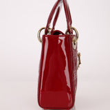 Dior 2022 Patent Cannage Chain Mini Lady - FashioNica