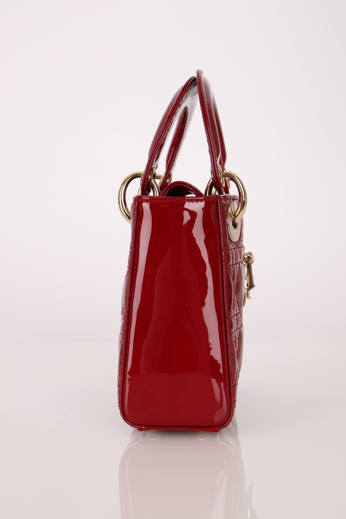 Dior 2022 Patent Cannage Chain Mini Lady - FashioNica