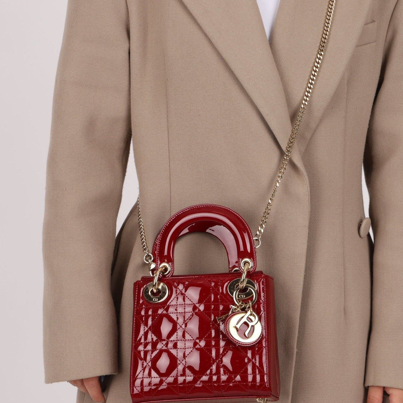 Dior 2022 Patent Cannage Chain Mini Lady - FashioNica