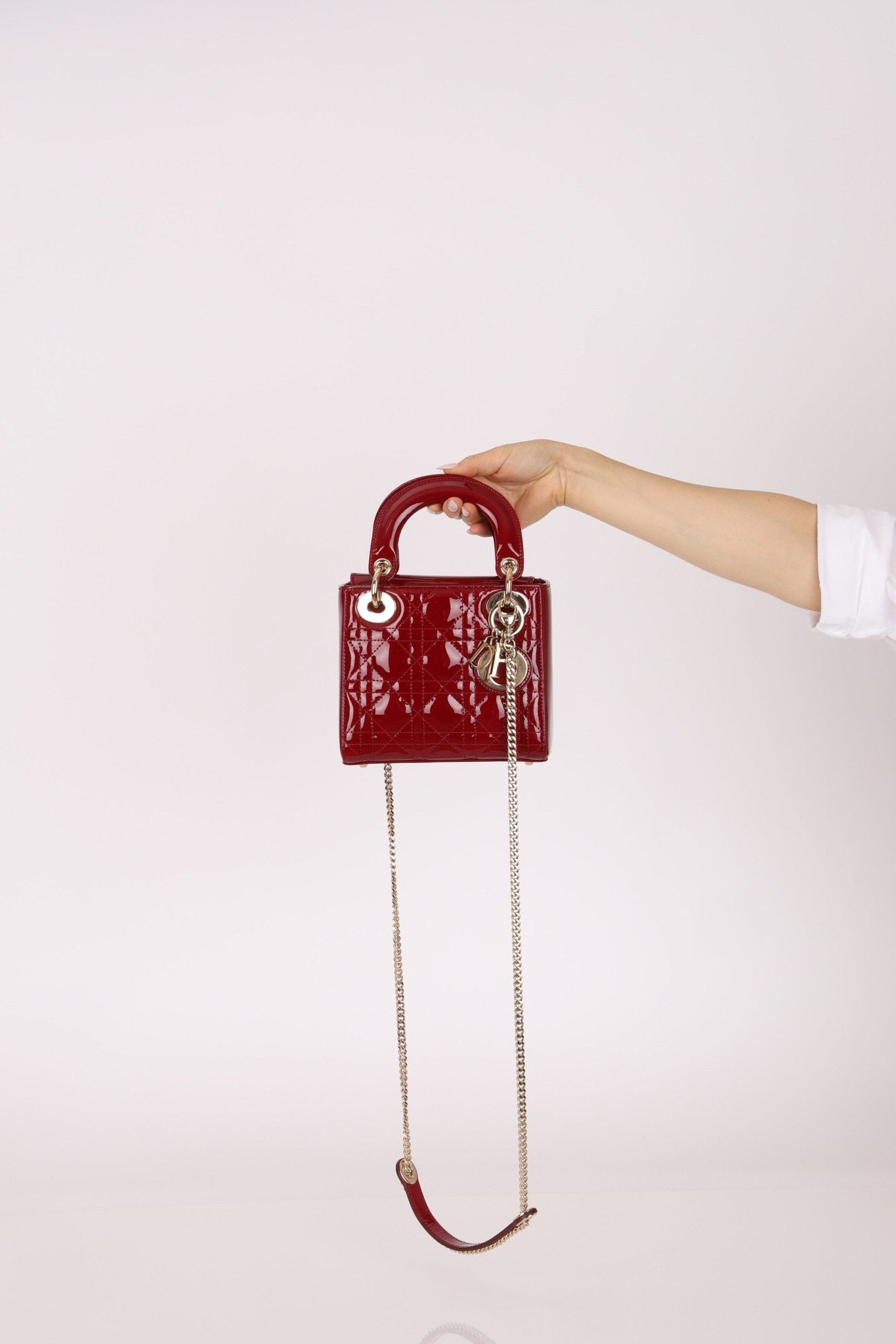 Dior 2022 Patent Cannage Chain Mini Lady - FashioNica