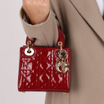 Dior 2022 Patent Cannage Chain Mini Lady - FashioNica