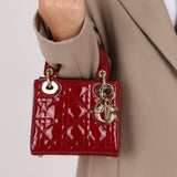 Dior 2022 Patent Cannage Chain Mini Lady - FashioNica