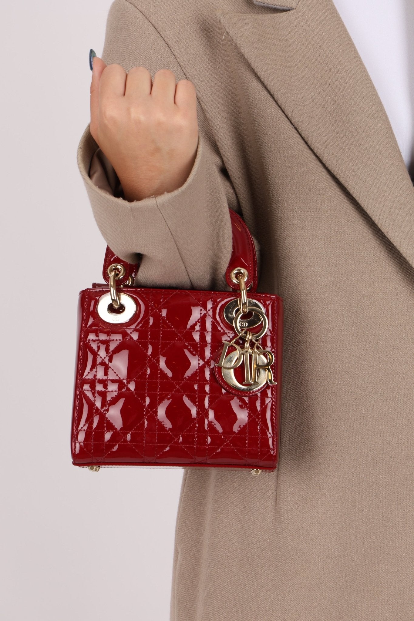 Dior 2022 Patent Cannage Chain Mini Lady - FashioNica