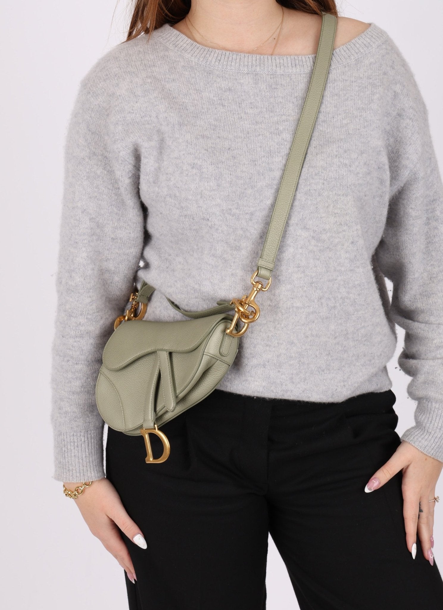 Dior 2023 Soft Grained Calfskin Mini Saddle Bag w/ Strap - FashioNica