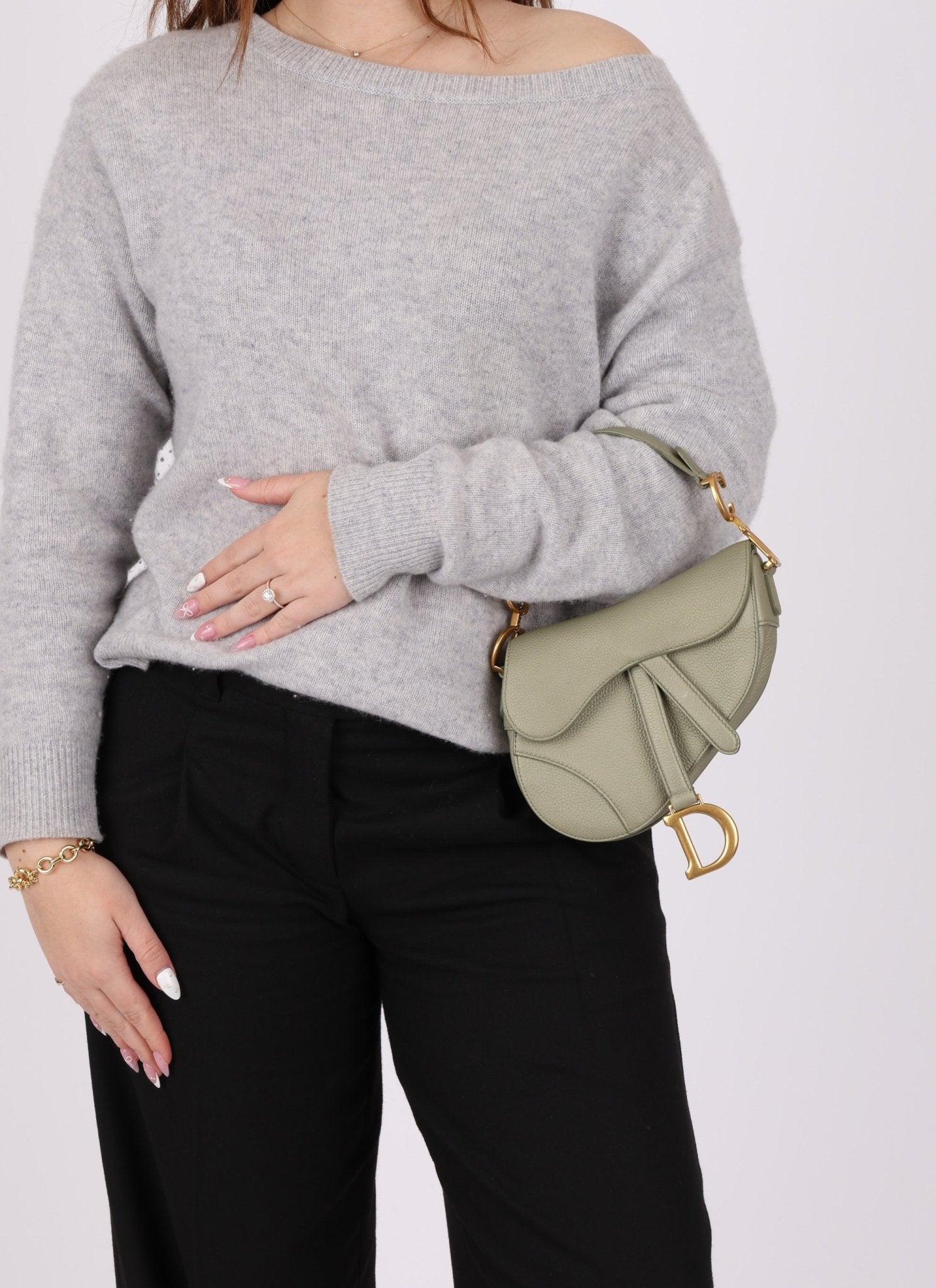 Dior 2023 Soft Grained Calfskin Mini Saddle Bag w/ Strap - FashioNica