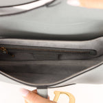 Dior Calfskin Stone Grey Medium Saddle Bag w/ Strap - FashioNica