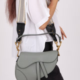 Dior Calfskin Stone Grey Medium Saddle Bag w/ Strap - FashioNica
