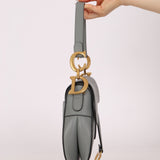 Dior Calfskin Stone Grey Medium Saddle Bag w/ Strap - FashioNica