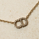 Dior CD Rhinestone Logo Pendant Necklace - FashioNica