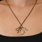 Dior Crystal Logo Charms Pendant Necklace - FashioNica