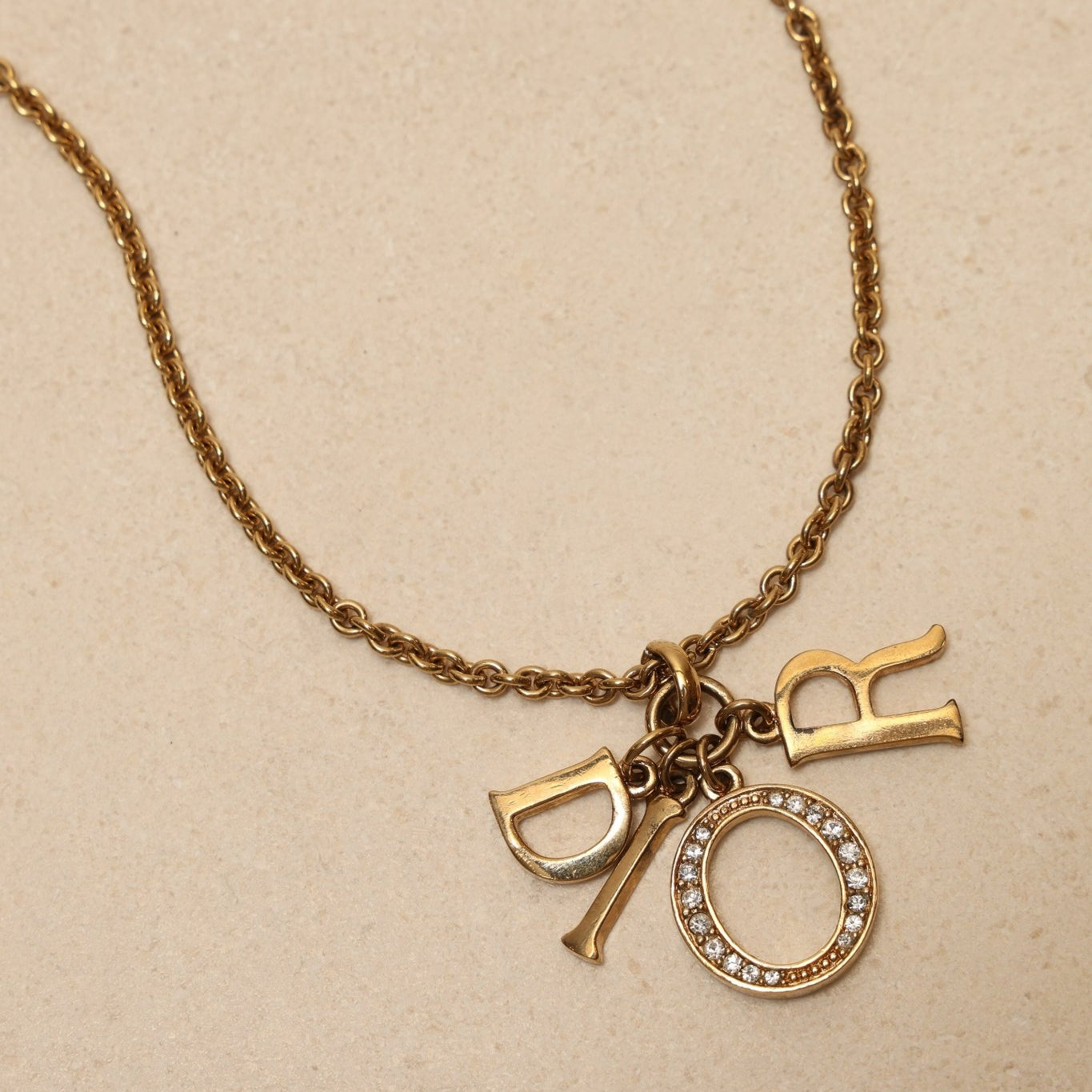 Dior Crystal Logo Charms Pendant Necklace - FashioNica