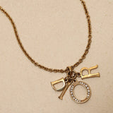 Dior Crystal Logo Charms Pendant Necklace - FashioNica