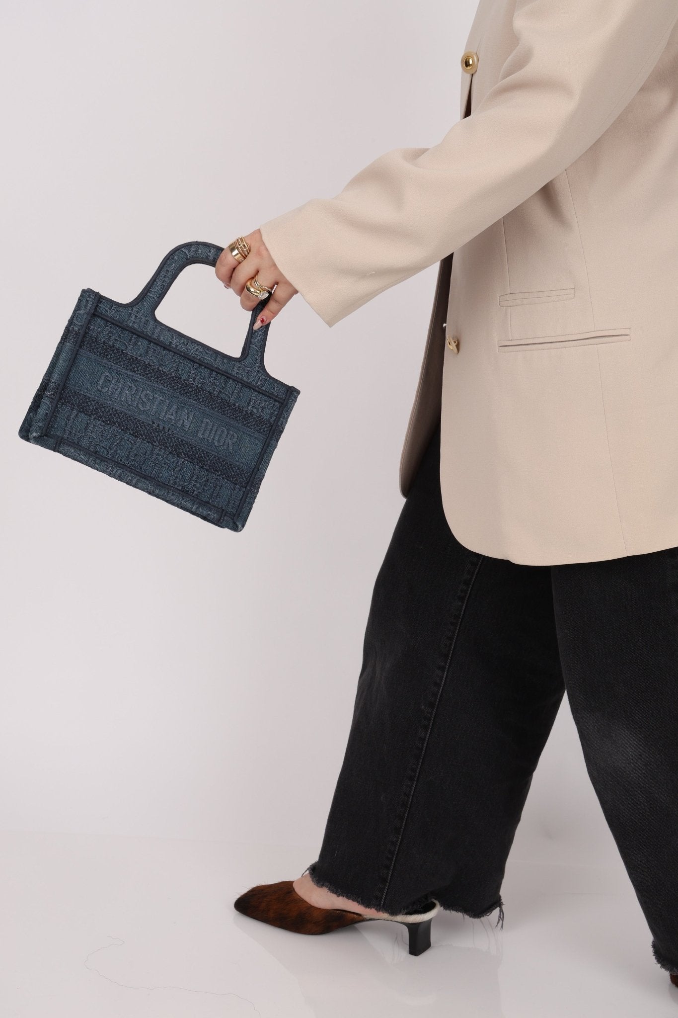 Dior Denim Oblique Mini Book Tote - FashioNica