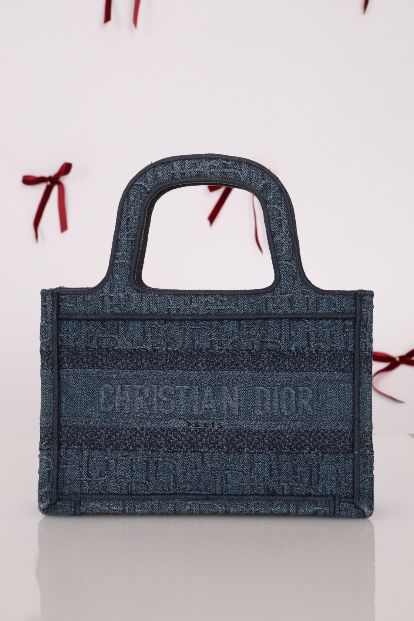 Dior Denim Oblique Mini Book Tote - FashioNica