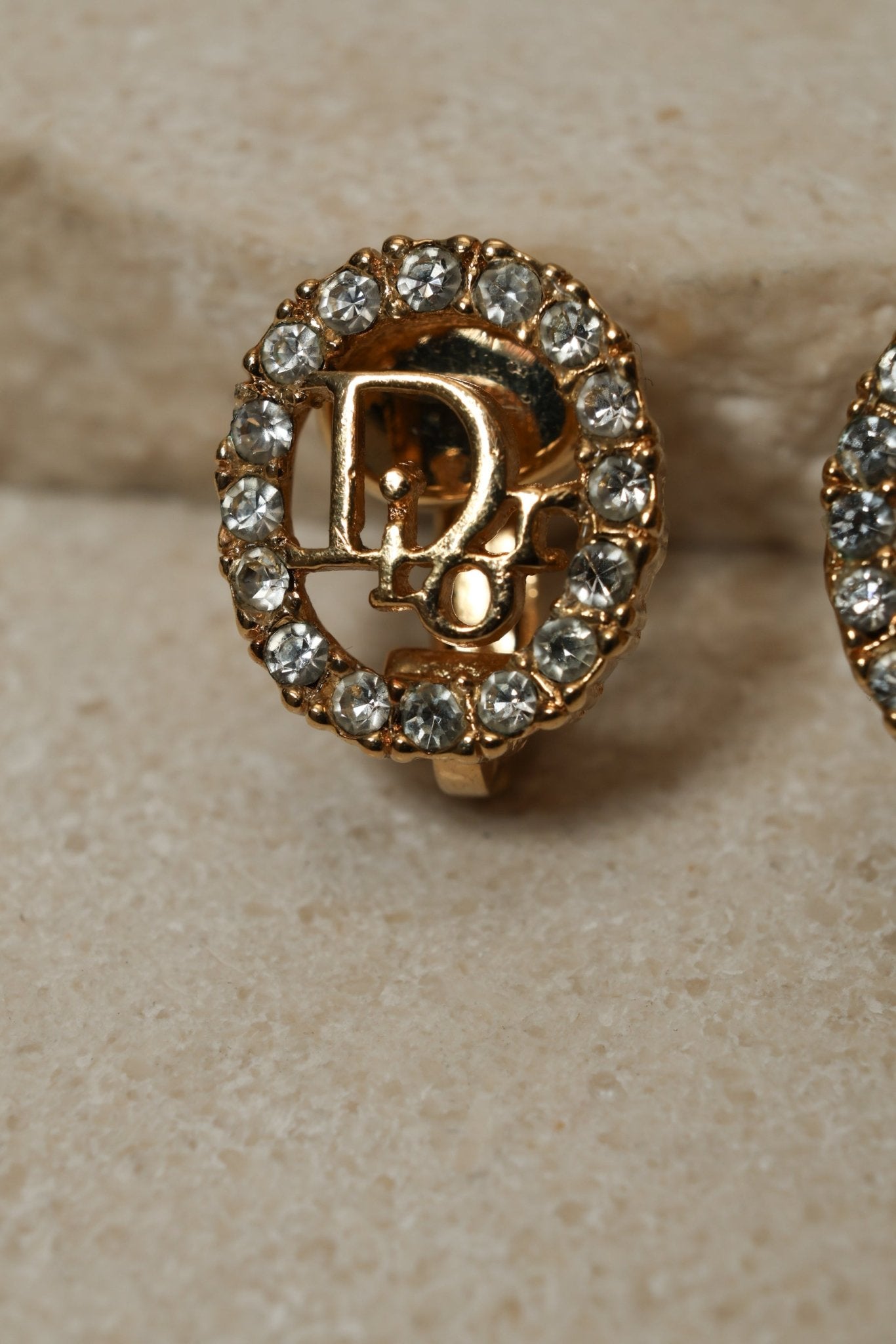 Dior Diorissimo Crystal Oval Clip - On Earrings - FashioNica