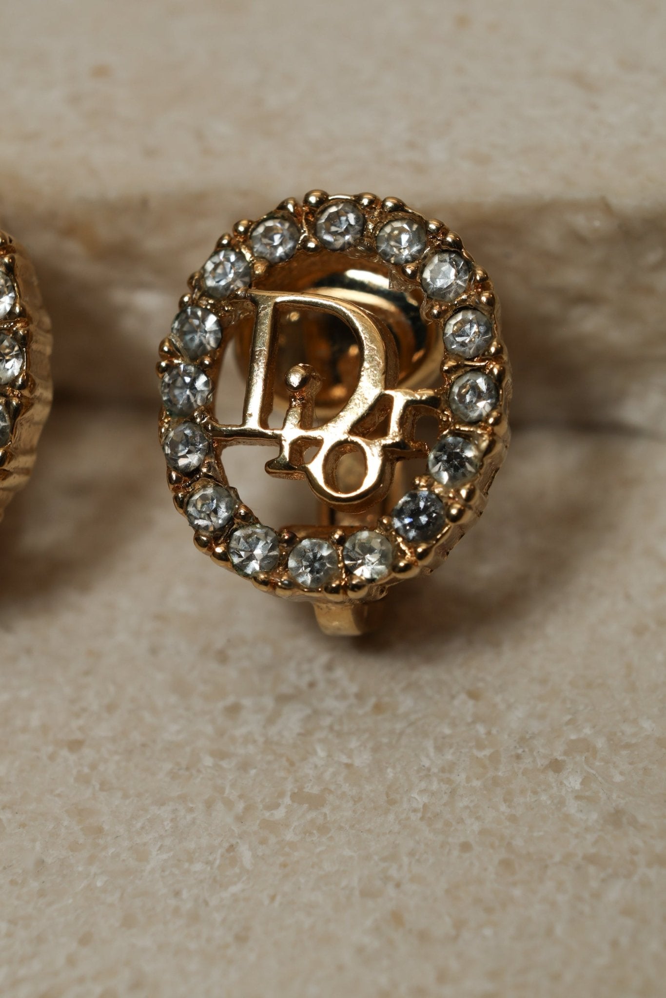 Dior Diorissimo Crystal Oval Clip - On Earrings - FashioNica