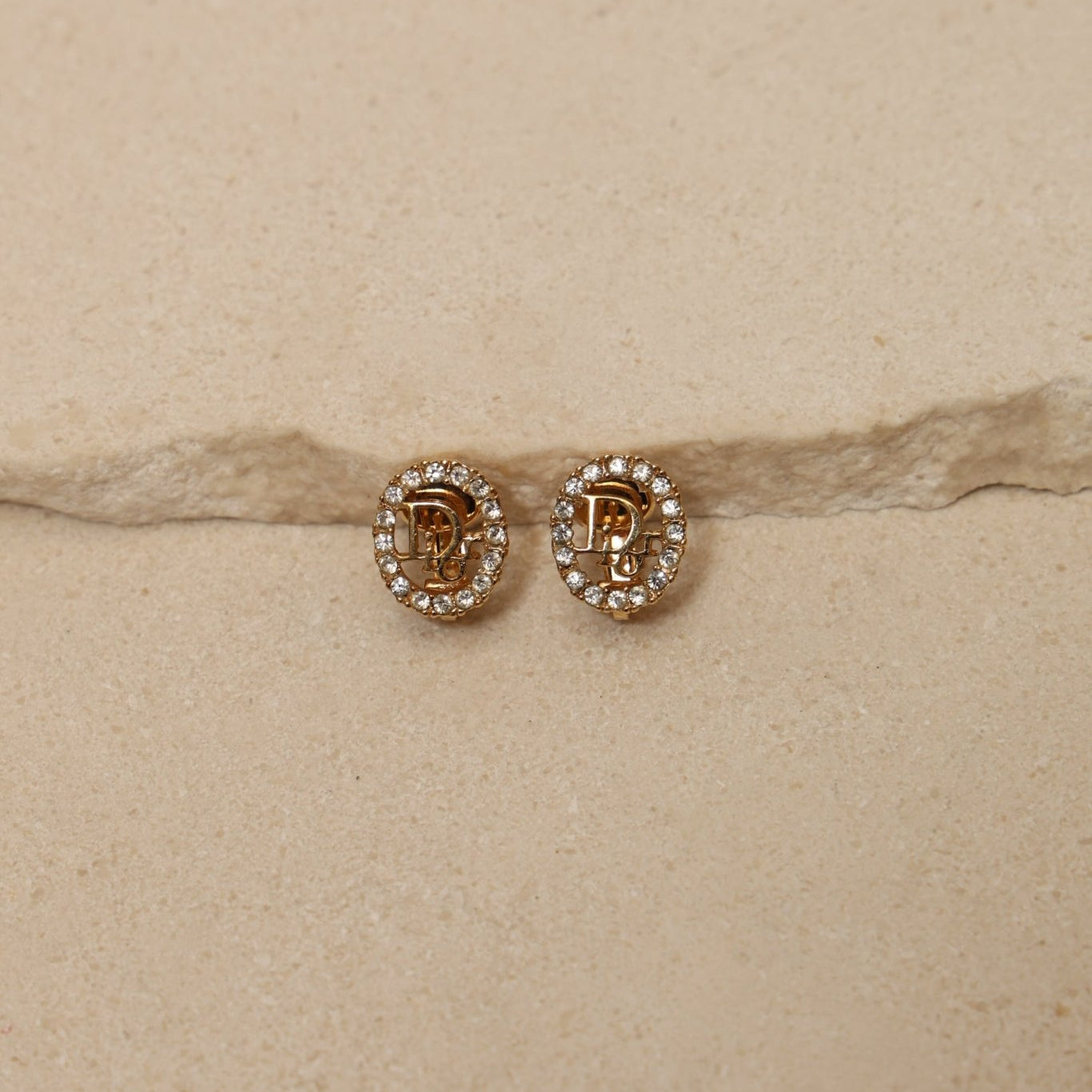 Dior Diorissimo Crystal Oval Clip - On Earrings - FashioNica