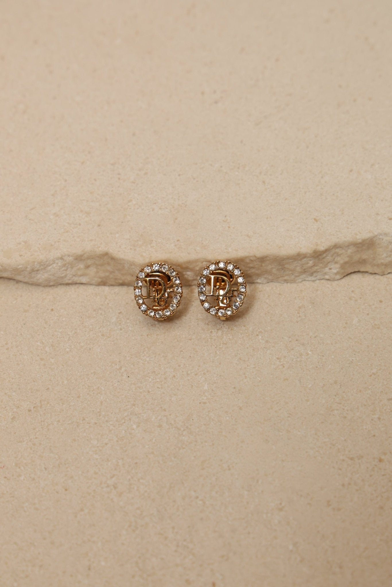 Dior Diorissimo Crystal Oval Clip - On Earrings - FashioNica
