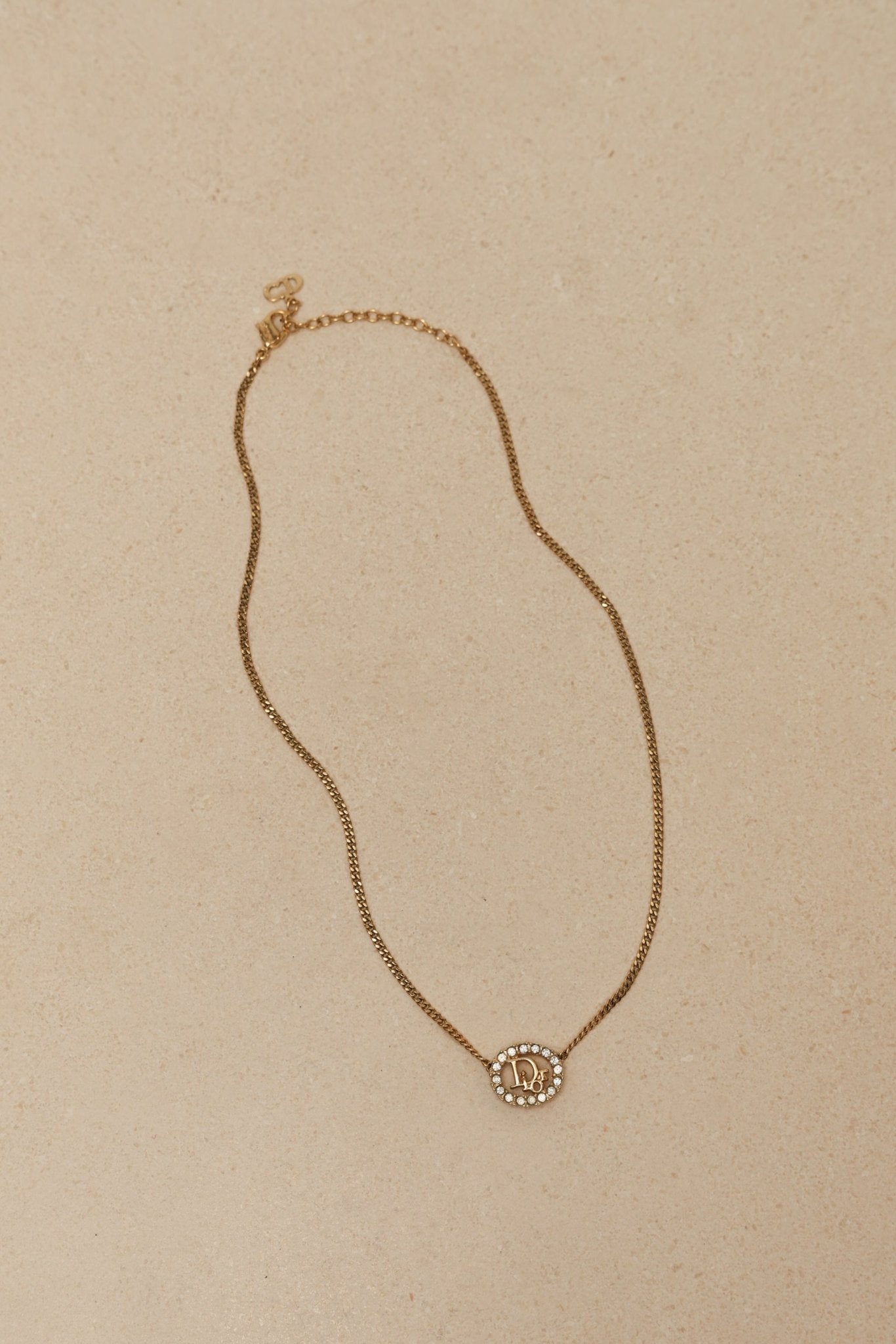 Dior Diorissimo Crystal Oval Pendant Necklace - FashioNica