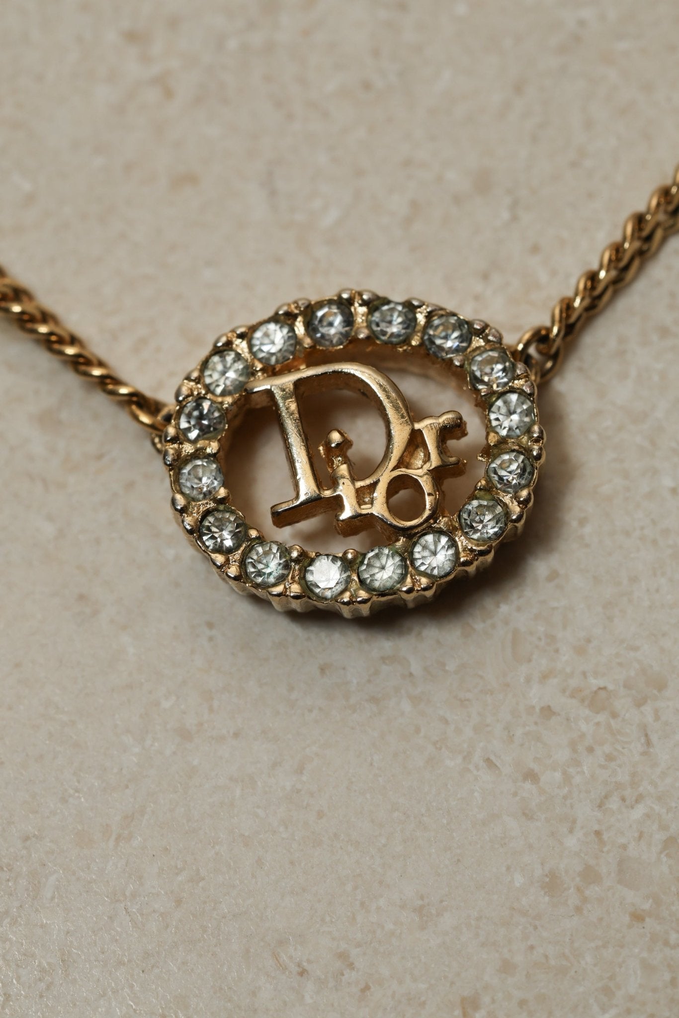 Dior Diorissimo Crystal Oval Pendant Necklace - FashioNica