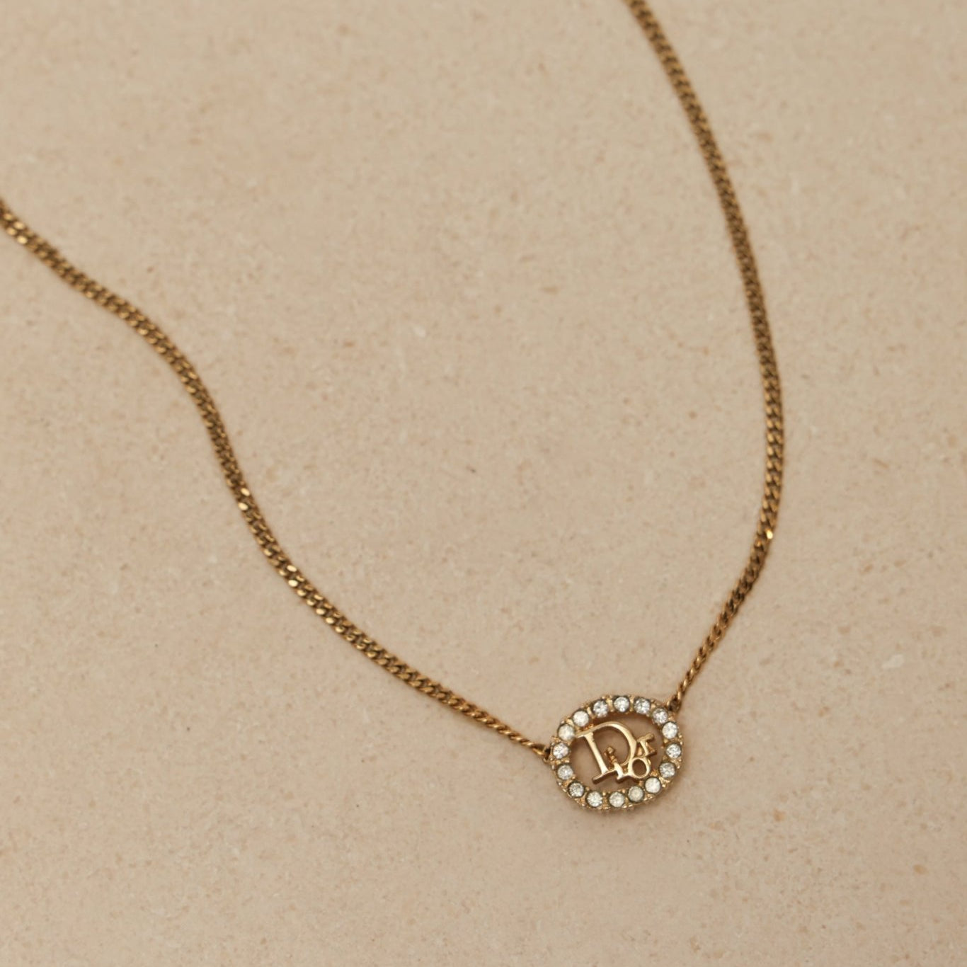 Dior Diorissimo Crystal Oval Pendant Necklace - FashioNica