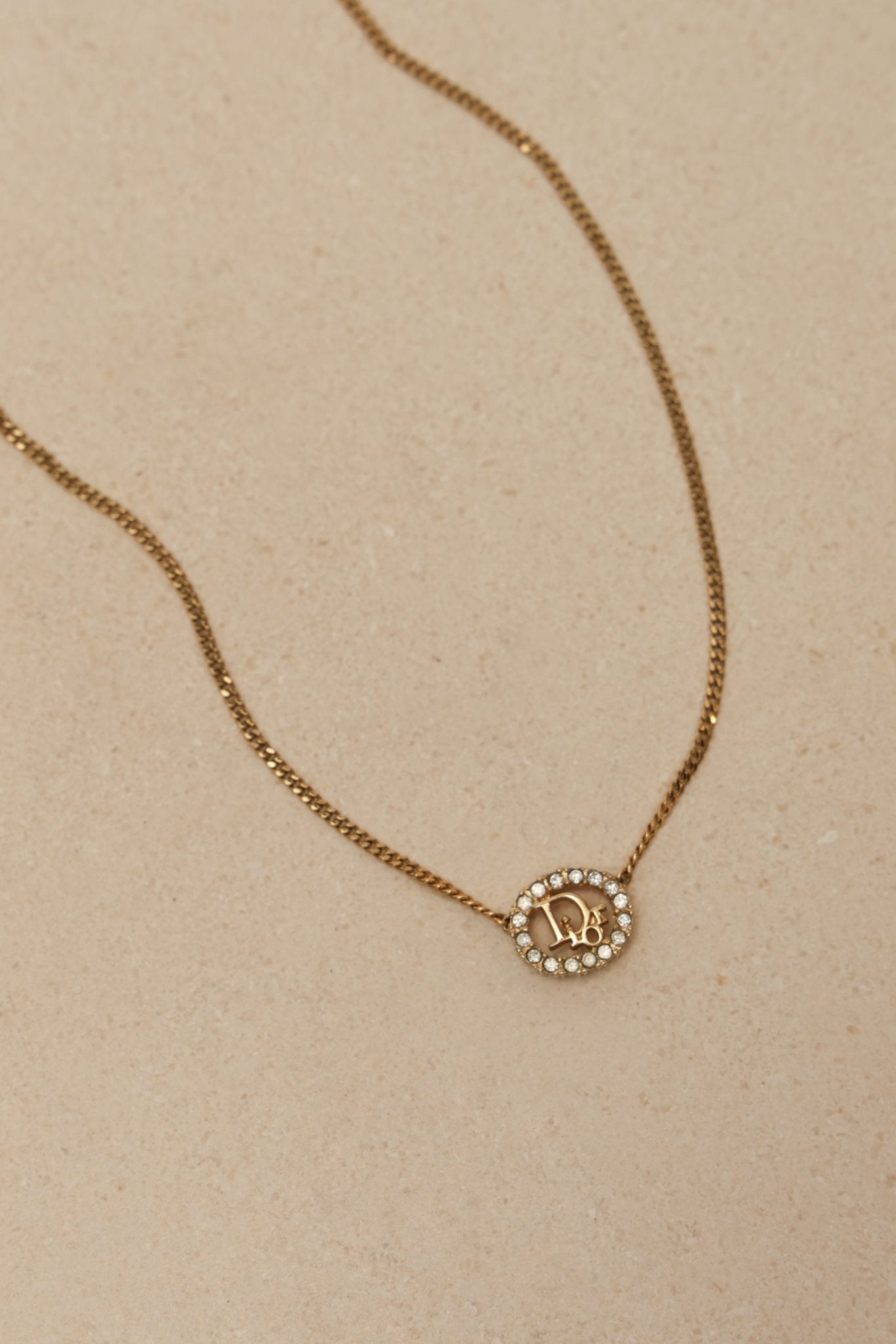 Dior Diorissimo Crystal Oval Pendant Necklace - FashioNica