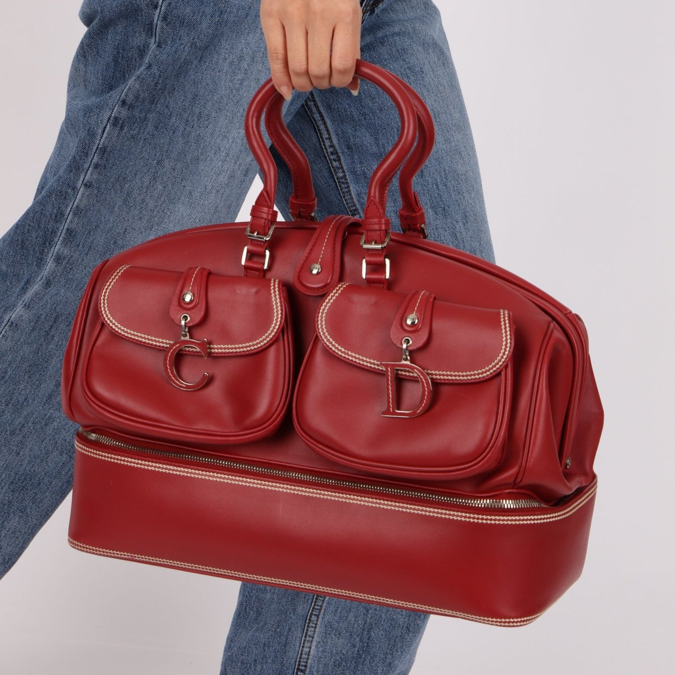 Dior Leather Red Detective Top Handle - FashioNica
