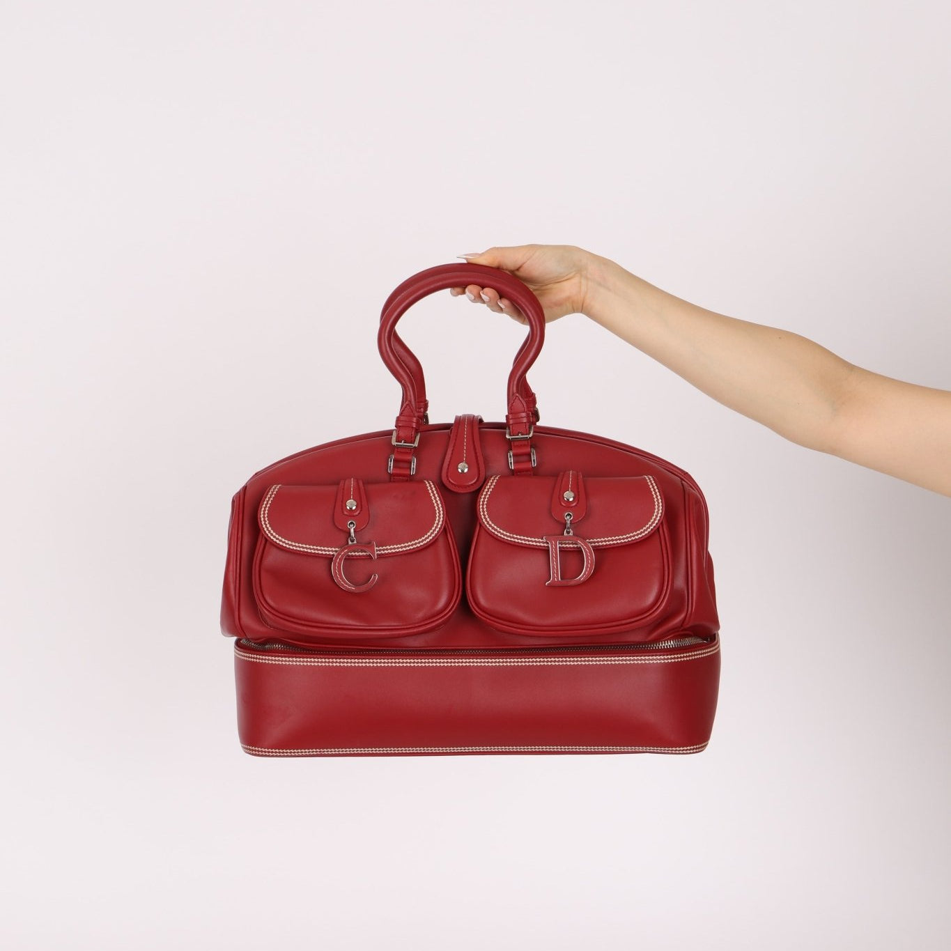 Dior Leather Red Detective Top Handle - FashioNica