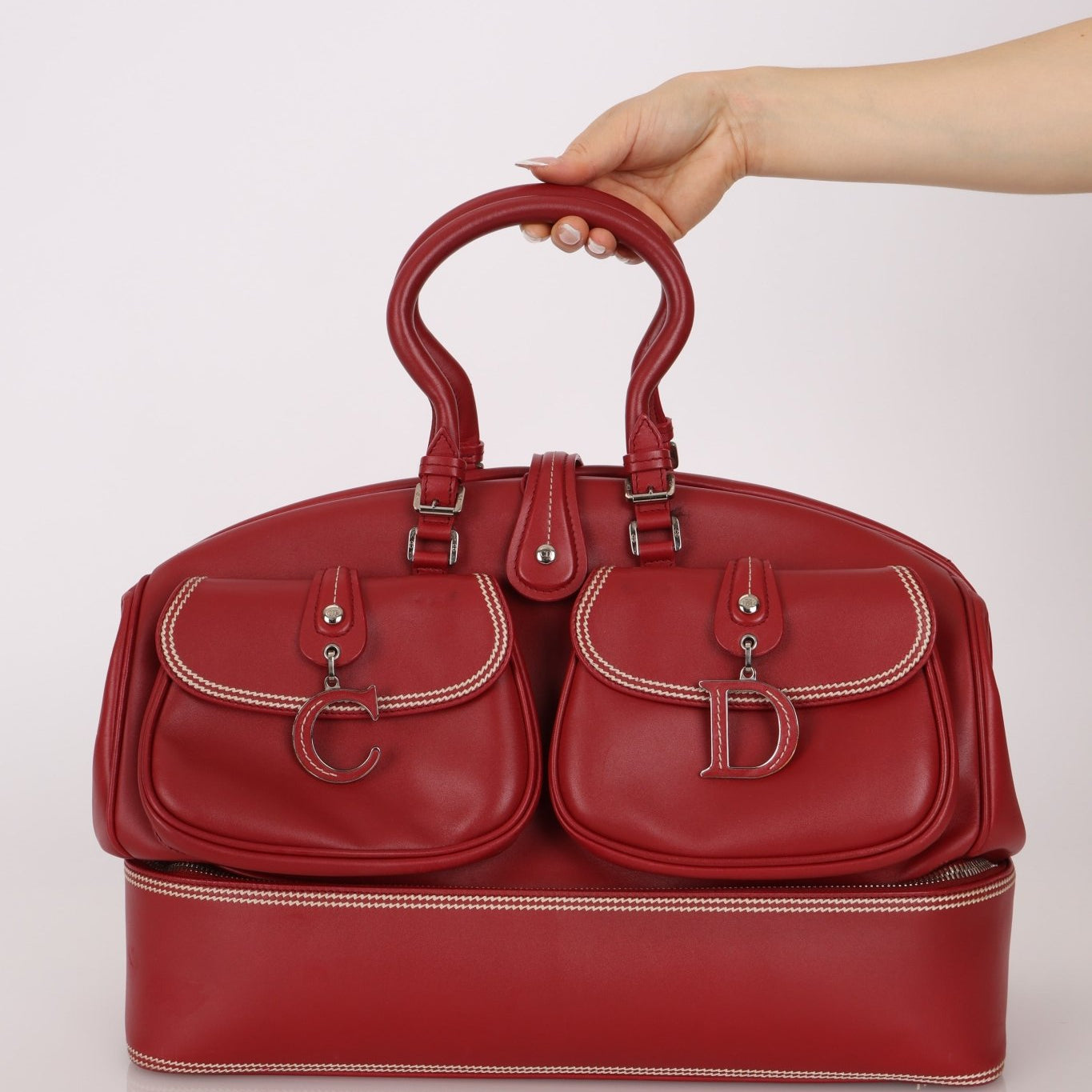 Dior Leather Red Detective Top Handle - FashioNica