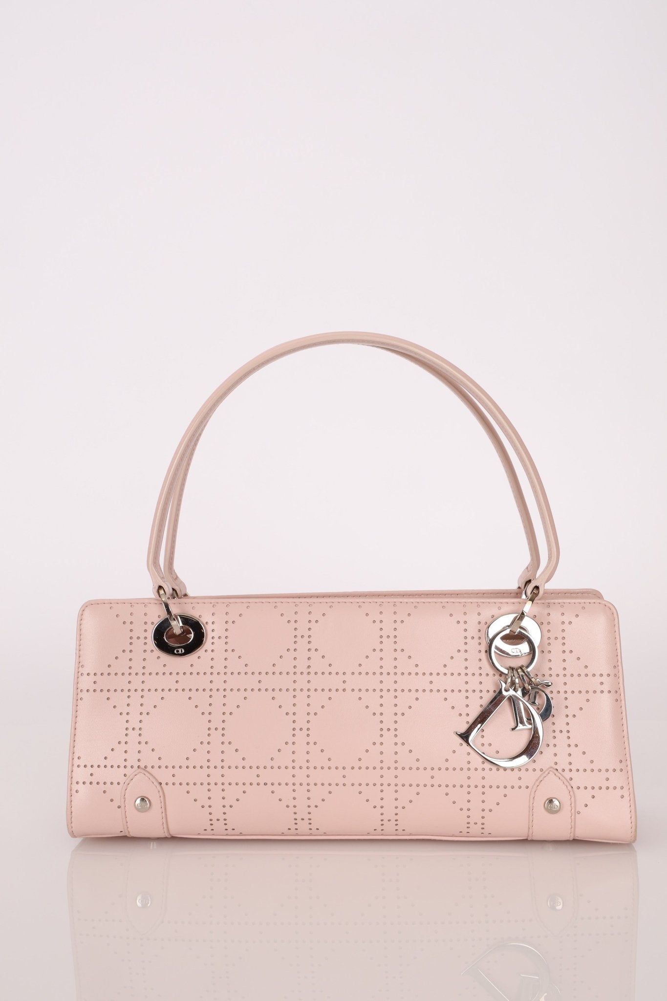 Dior Light Pink Perforated Cannage Leather East West Lady Dior Bag - FashioNica