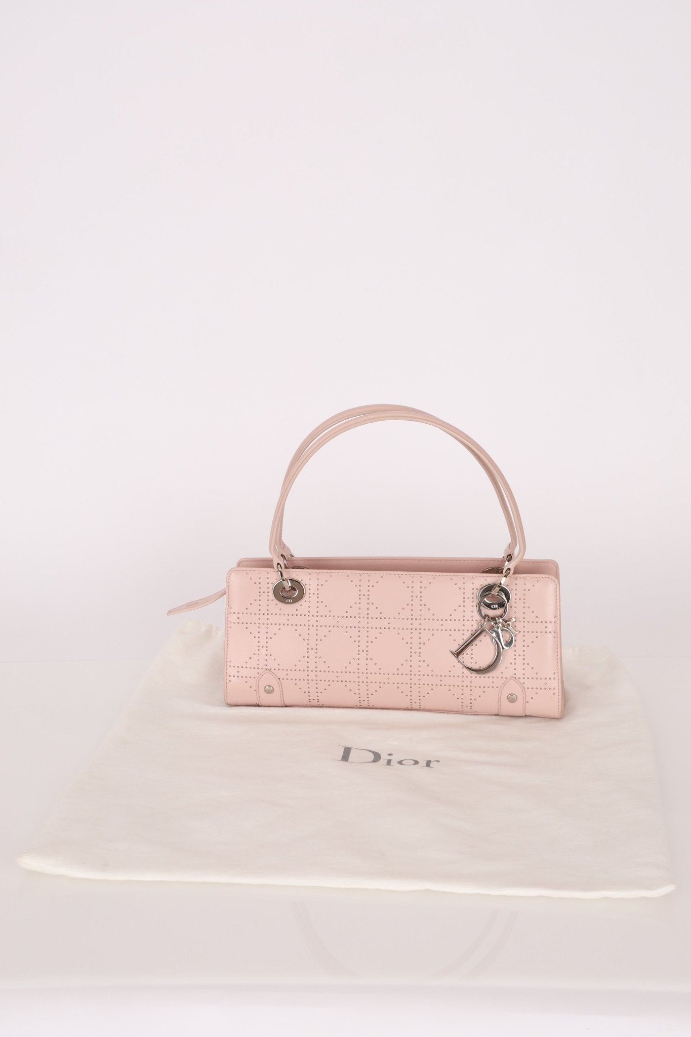 Dior Light Pink Perforated Cannage Leather East West Lady Dior Bag - FashioNica