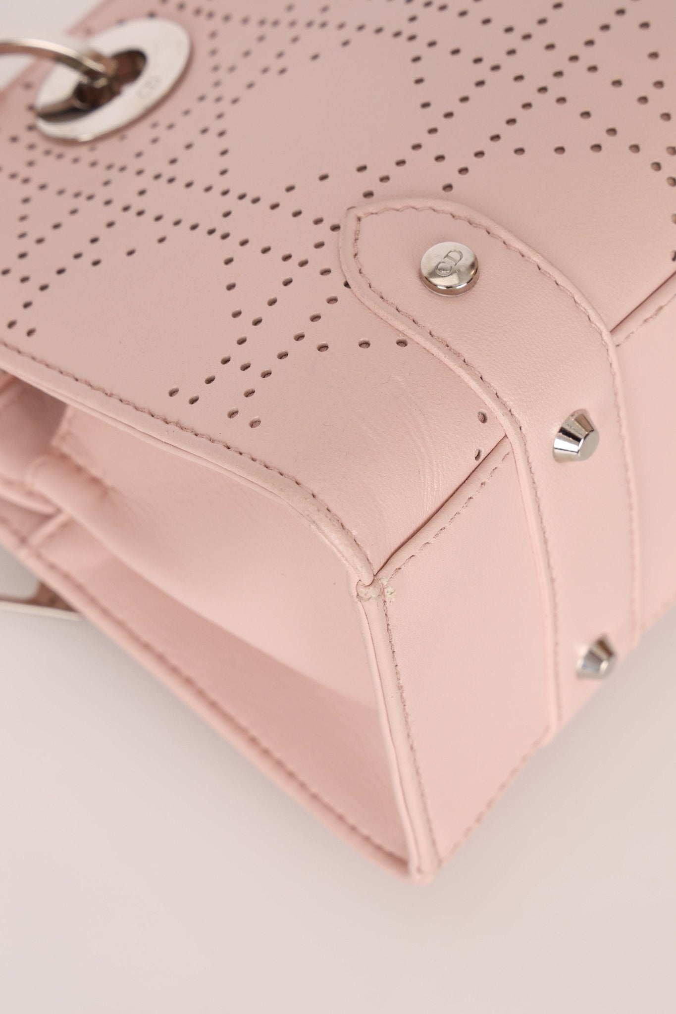 Dior Light Pink Perforated Cannage Leather East West Lady Dior Bag - FashioNica