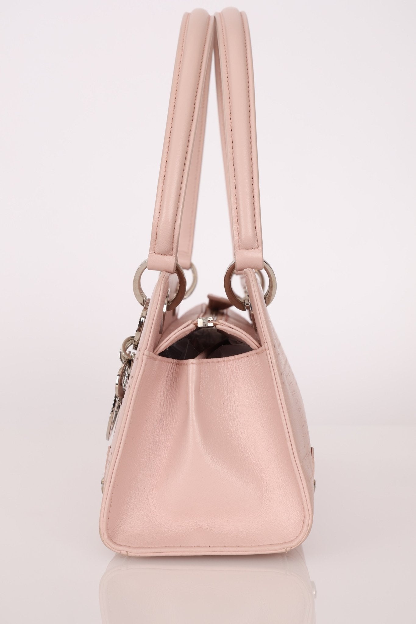 Dior Light Pink Perforated Cannage Leather East West Lady Dior Bag - FashioNica