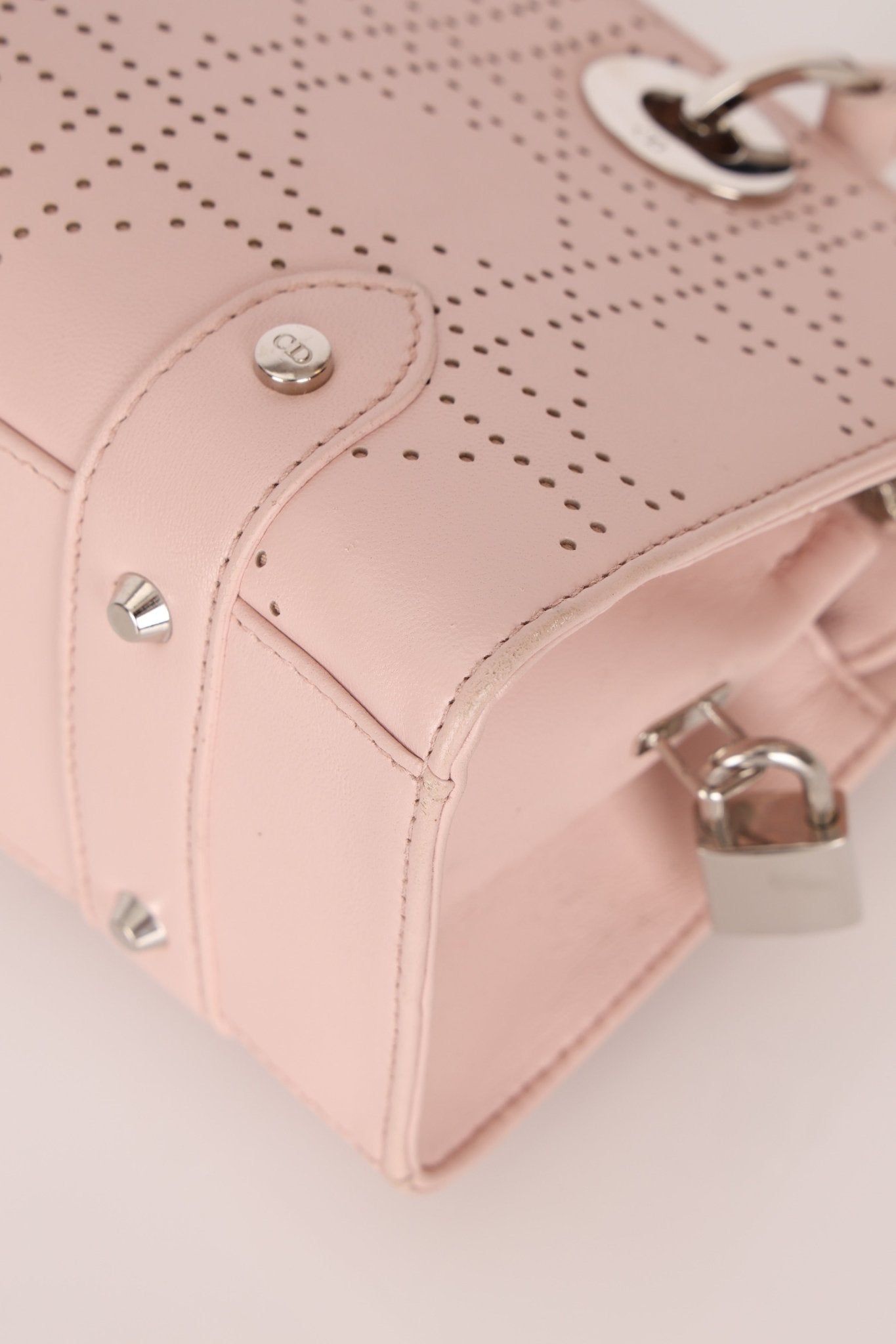 Dior Light Pink Perforated Cannage Leather East West Lady Dior Bag - FashioNica