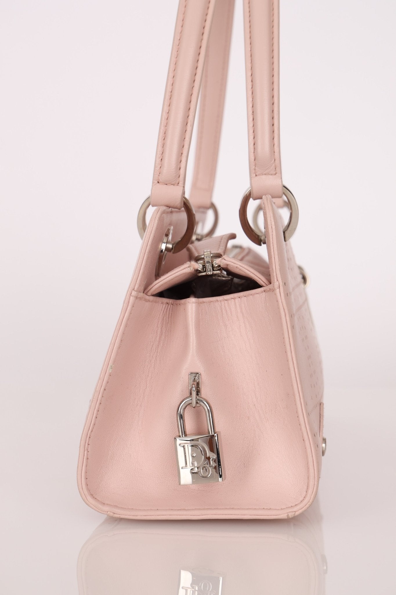 Dior Light Pink Perforated Cannage Leather East West Lady Dior Bag - FashioNica