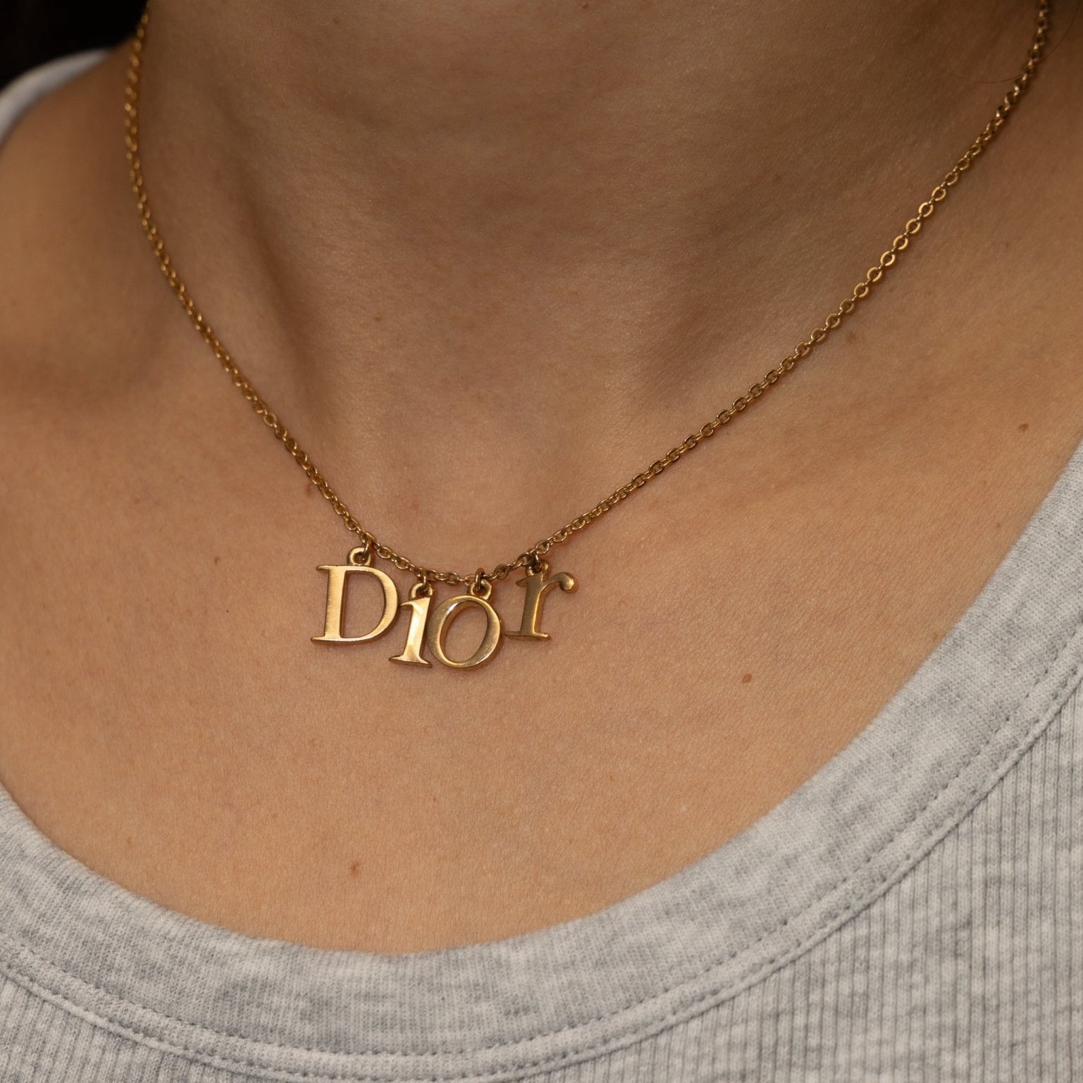 Dior Logo Letters Spellout Pendant Necklace - FashioNica